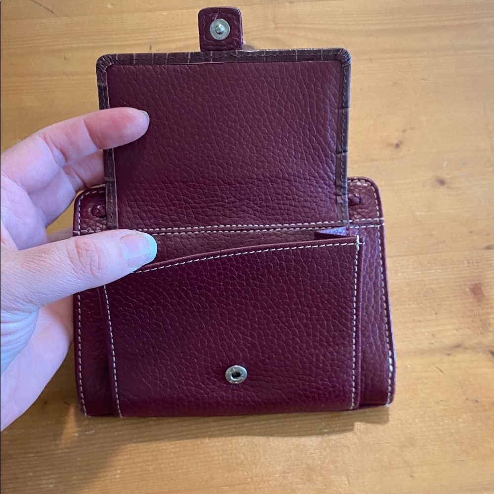 Brighton Burgundy Leather Women's Wallet With Buckle - Picture 3 of 10